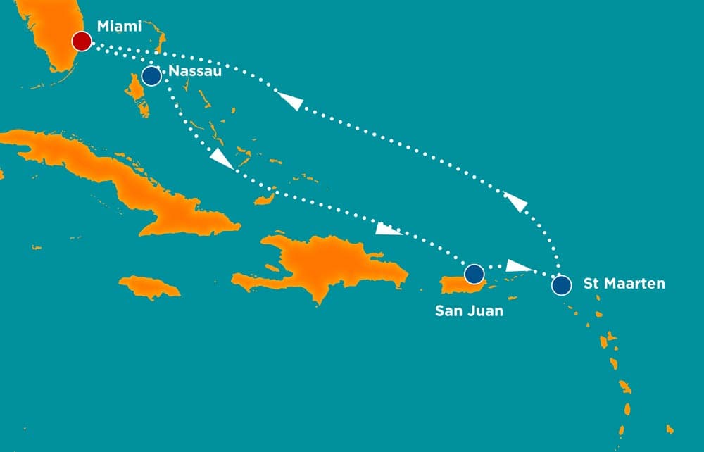 Crucero por el Caribe Symphony map