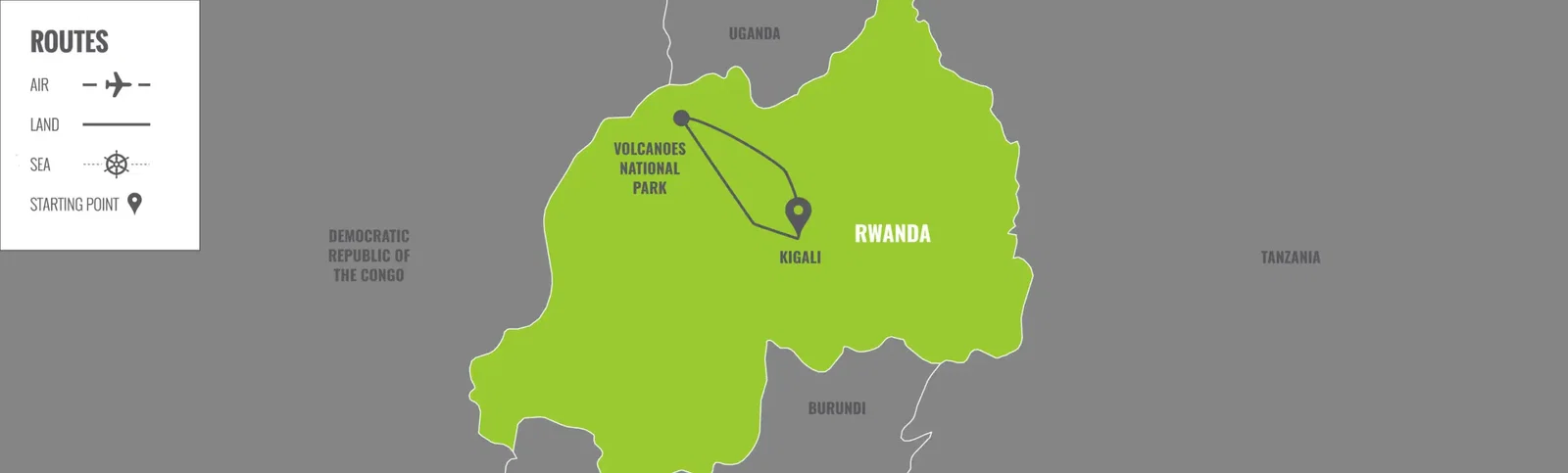 Rwanda : Extension trekking gorilles map