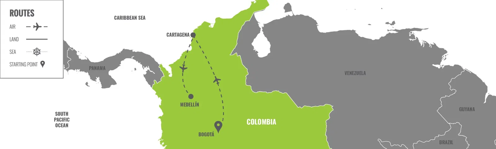 Colombie : de Bogota à Medellín map