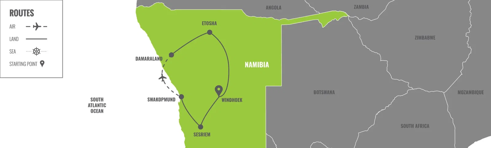 Namibie : Expédition sur la Skeleton Coast map