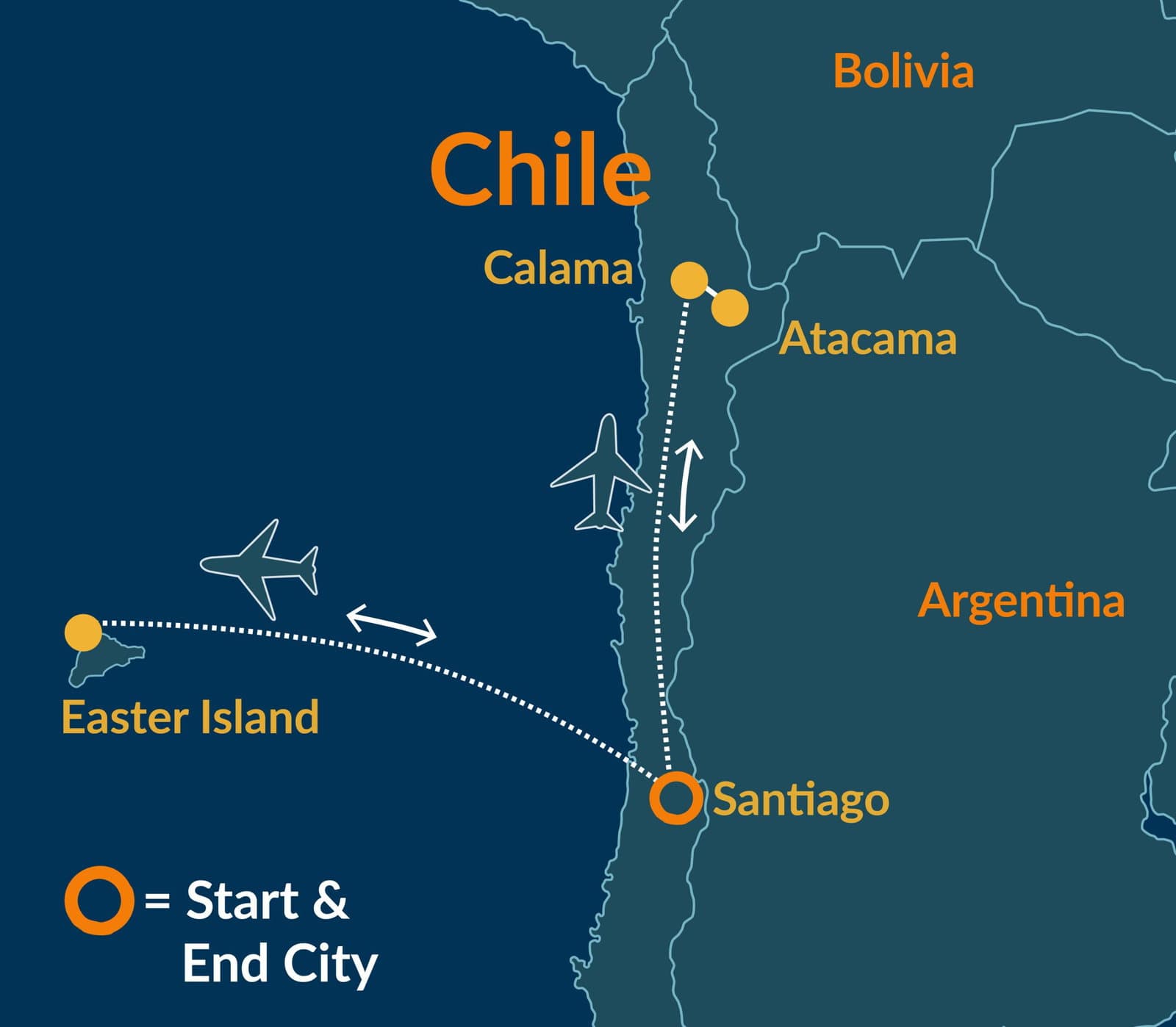 Chile, Easter Island & Atacama: At the Edge of the World map