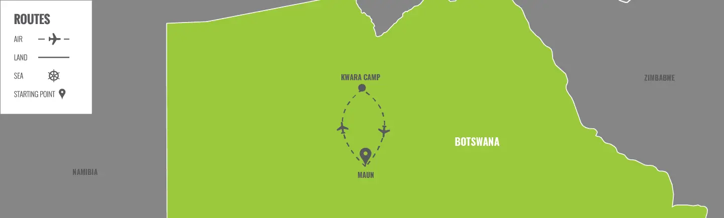 Botswana : Extension du Delta de l'Okavango map
