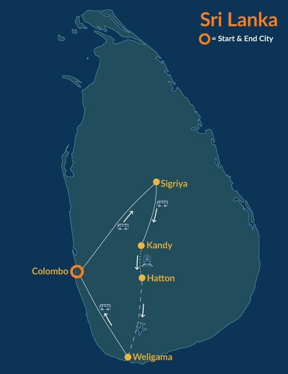 Paths of Ceylon Through Sri Lanka map