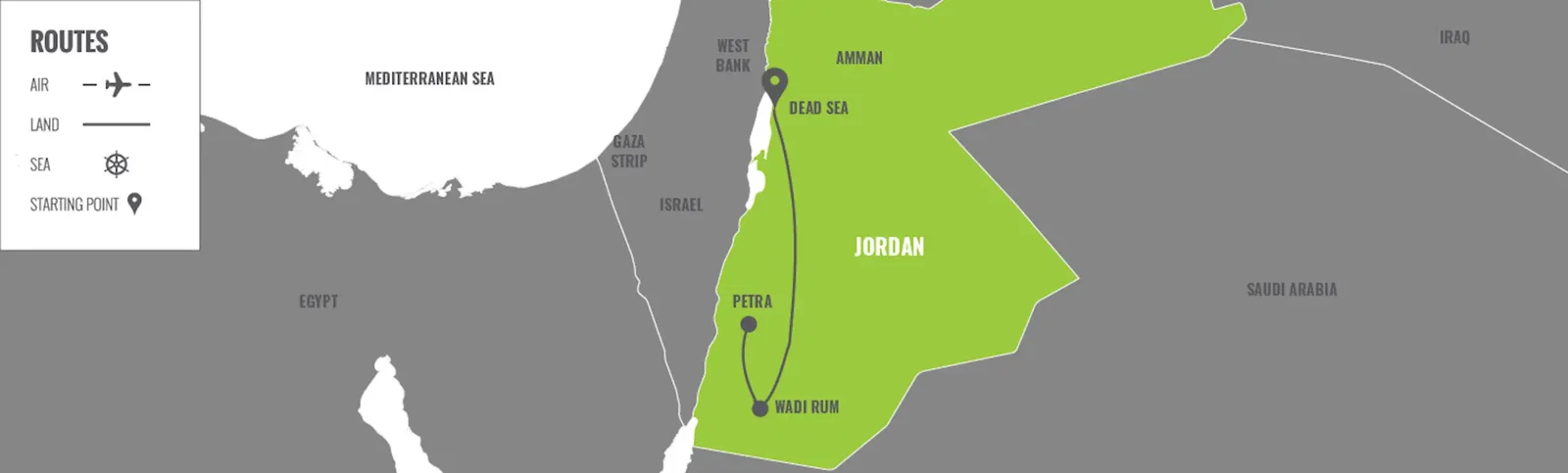 Jordan: Petra & The Dead Sea Extension  map
