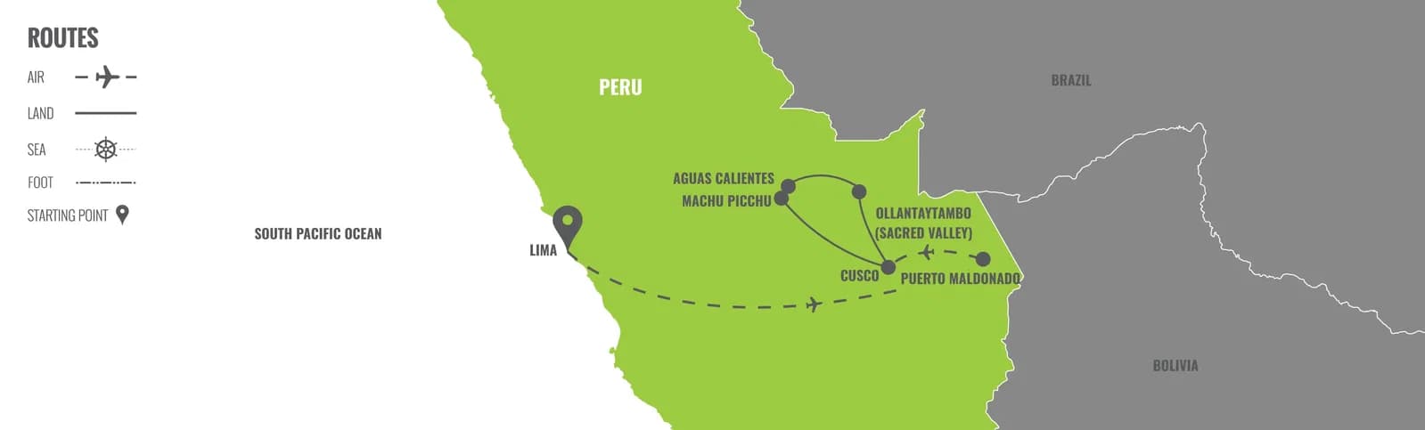 Peru: The Amazon & Machu Picchu  map