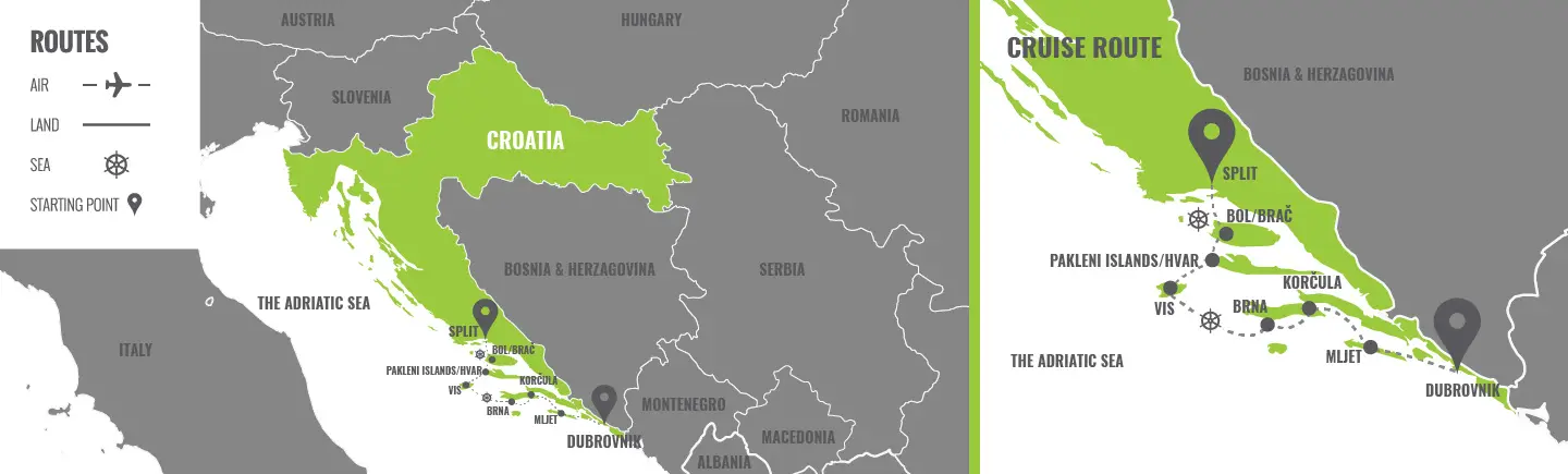 Croatia : Croisière Gay en Dalmatie map