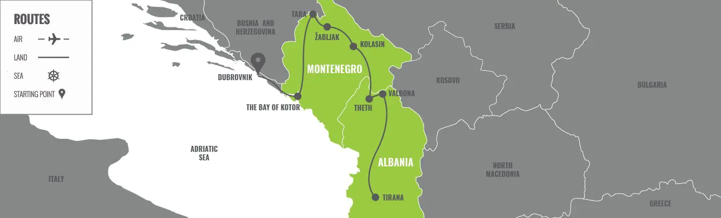 Montenegro & Albania: Balkans Adventure map