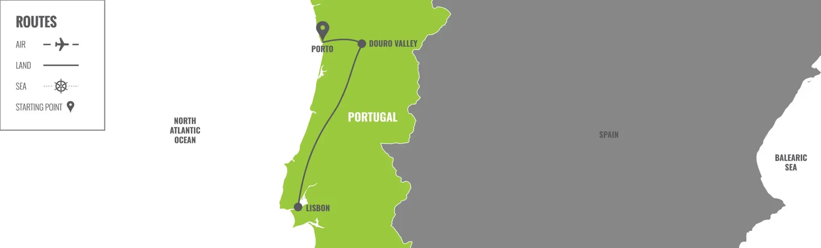 Portugal : Lisbonne, Porto et la vallée du Douro map