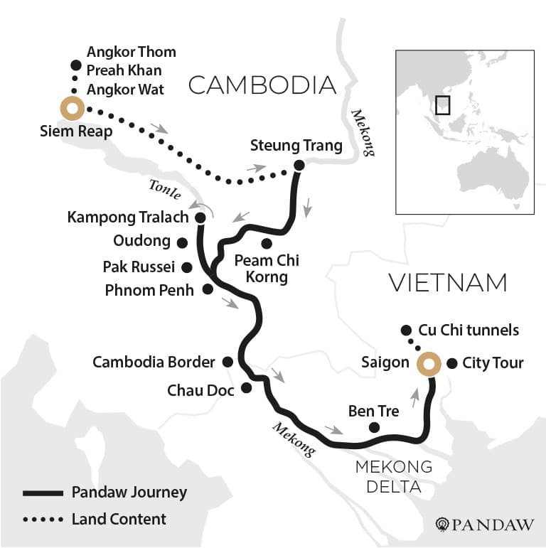 Croisière fluviale gay Vietnam & Cambodge map