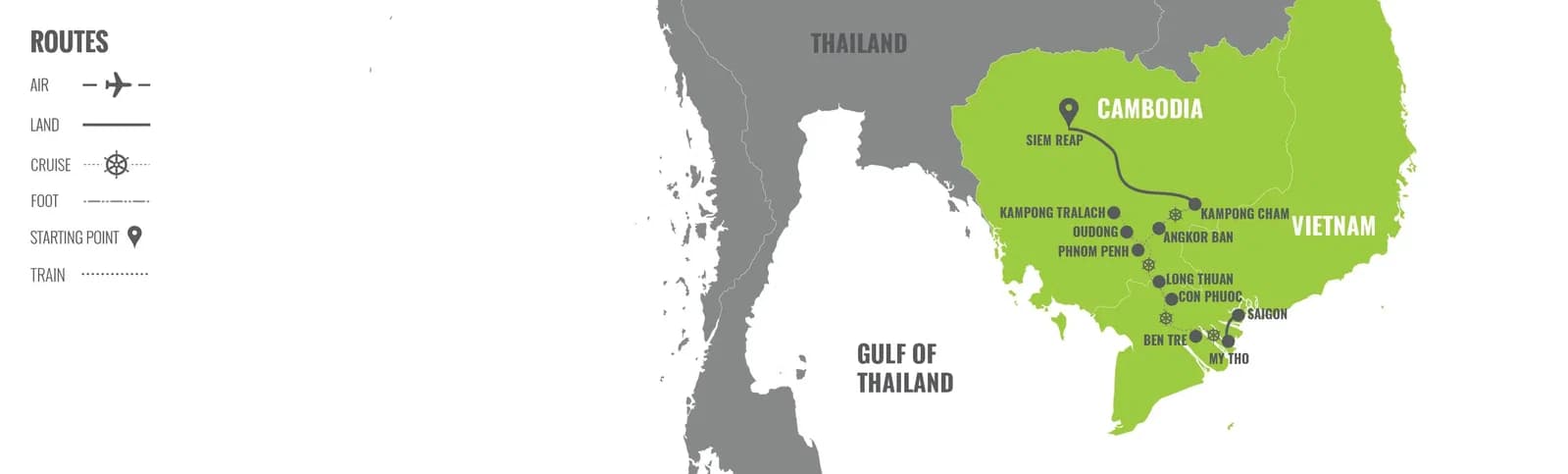 Vietnam et Cambodge : Croisière Fluviale Gay sur le Mékong map