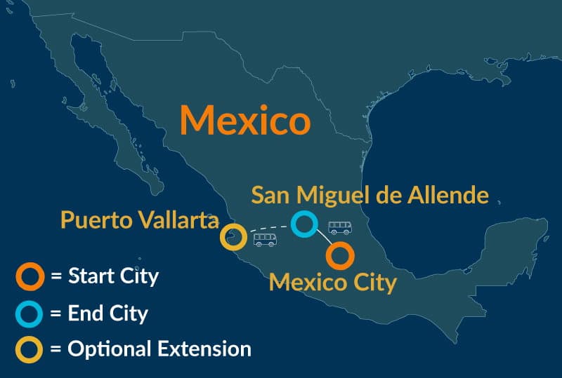 Nouvel An : Mexico City & San Miguel map