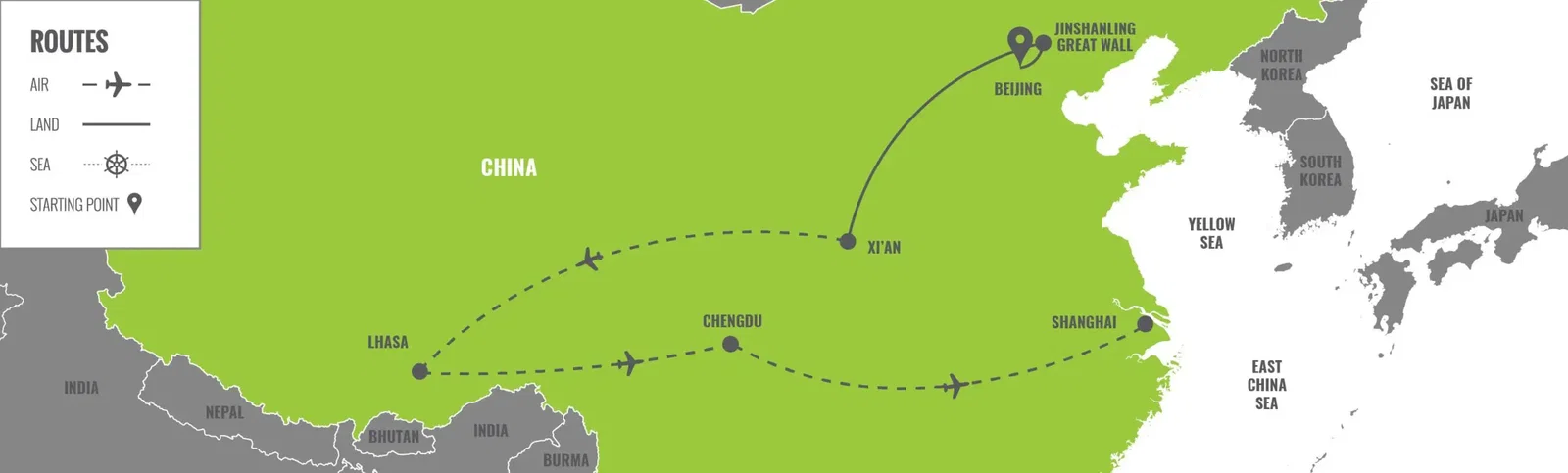 China: Highlights & Tibet  map