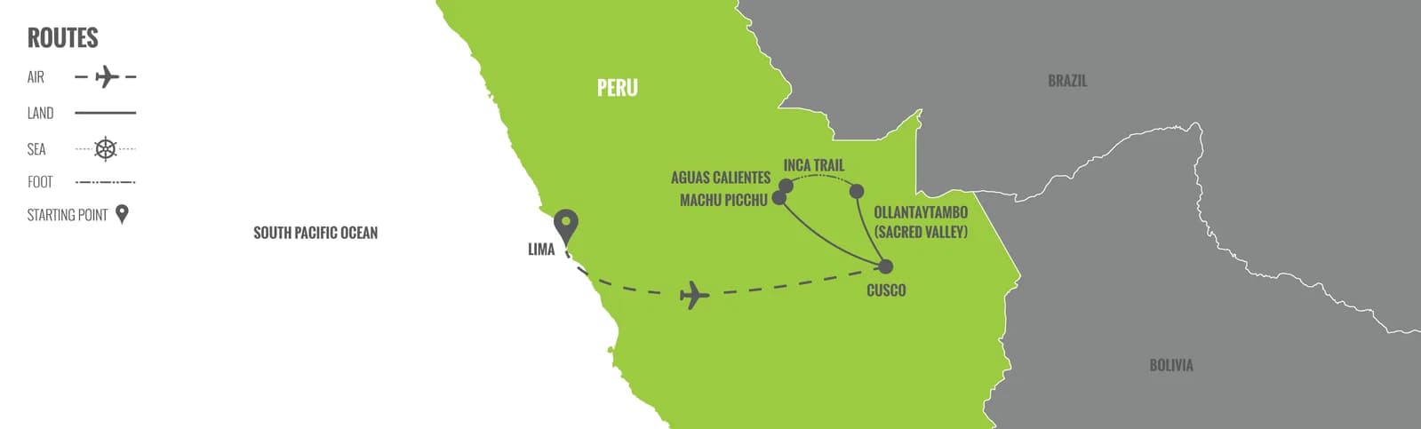 Peru: The Inca Trail & Machu Picchu  map