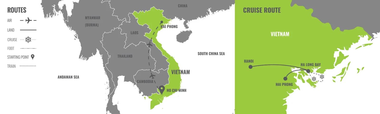 Vietnam: Croisière Gay à Hanoi et dans la Baie d'Ha Long map