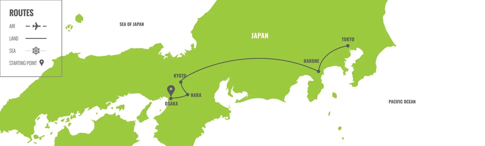 Japon : Osaka, Kyoto et Tokyo map