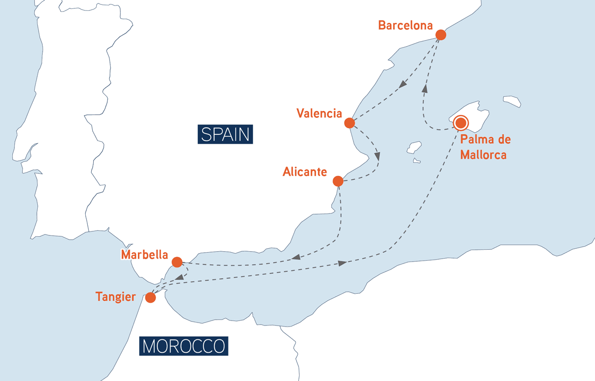 Croisière Espagne & Maroc map