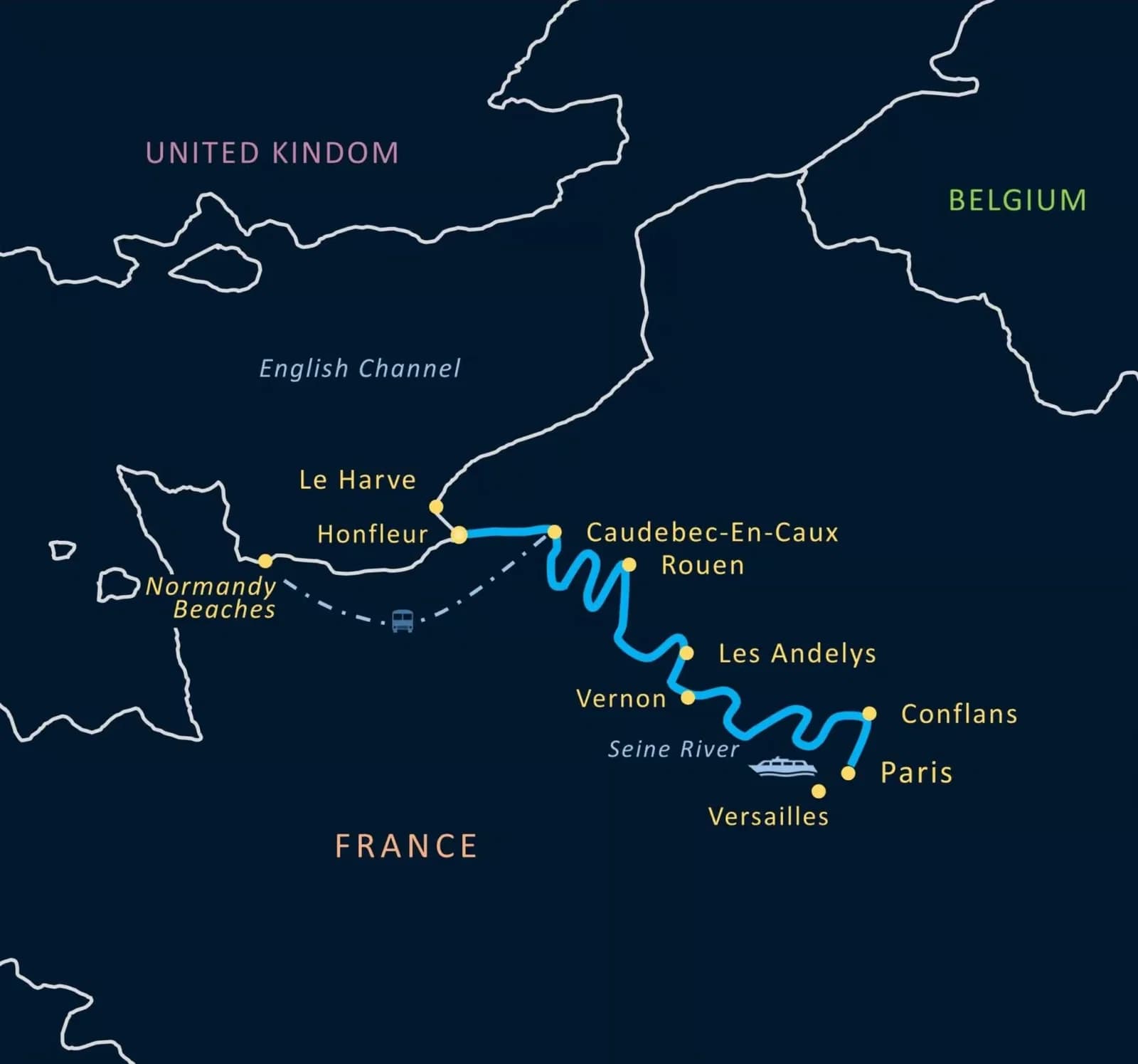 2028 Paris, Normandy & the Seine River Cruise map