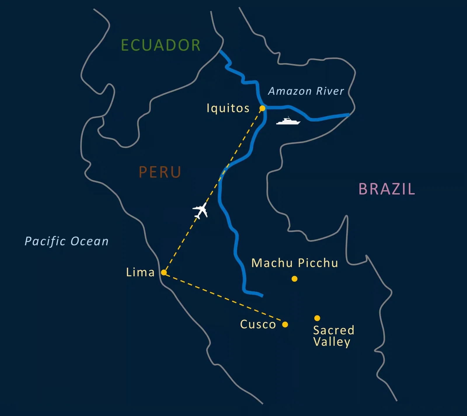 2028 Amazon Cruise & Machu Picchu Discovery II map