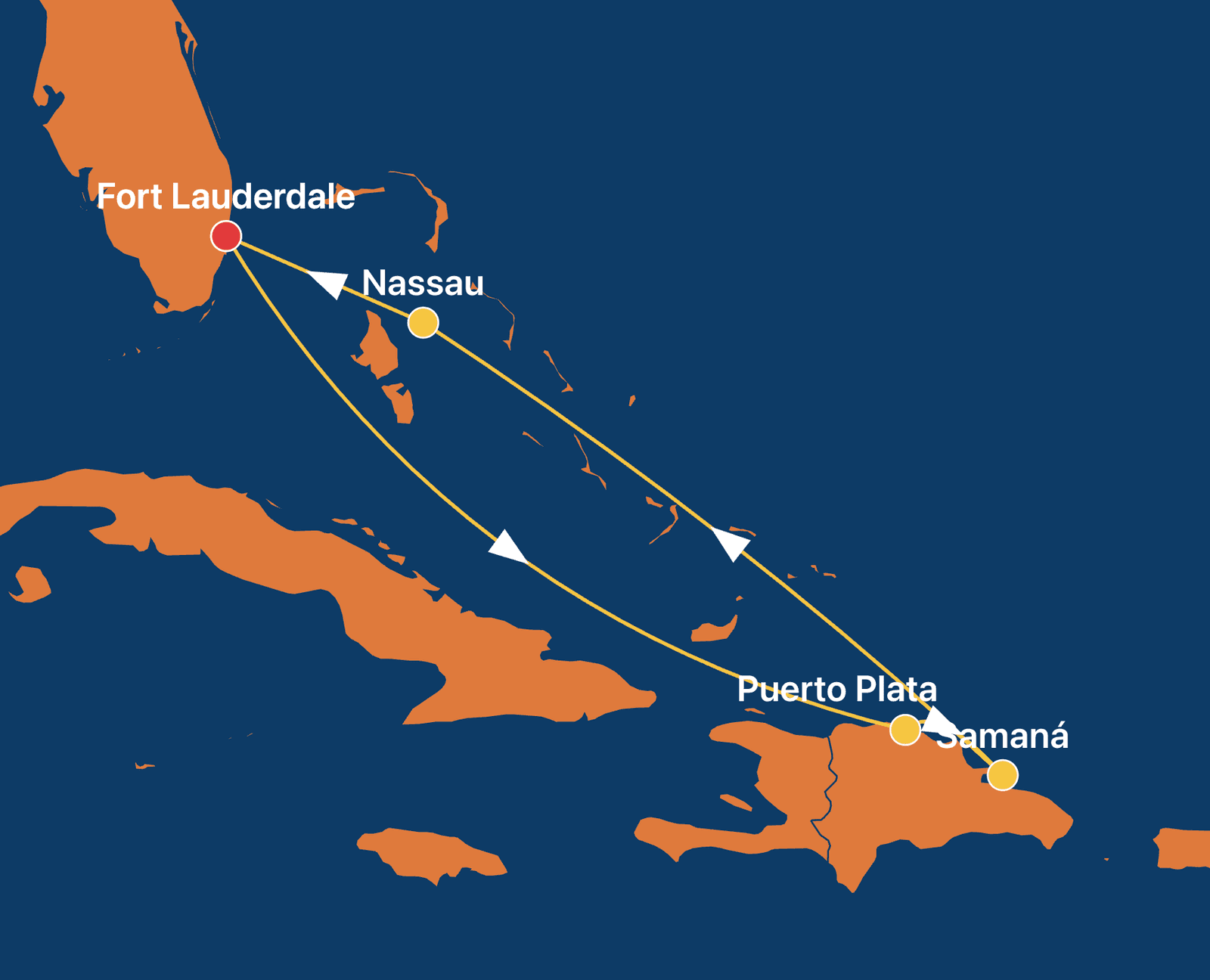 Tryst Cruises Maiden Voyage map