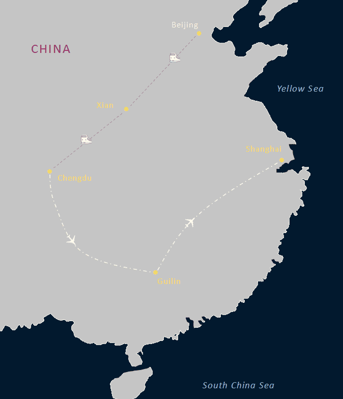 2028 China: Great Wall to the Bund map